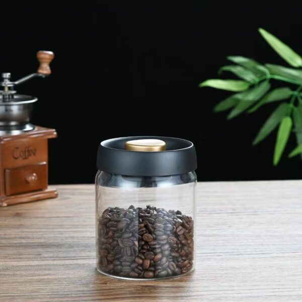 900ml Vacuum glass storage jar with black cover