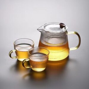 500ml Striped glass tea set with 2*120ml