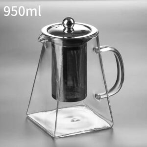 950ml glass teapot with stainless steel filter and cover
