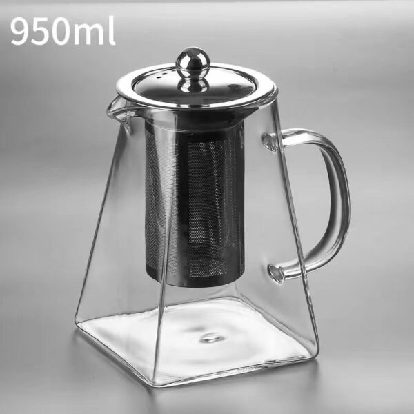 950ml glass teapot with stainless steel filter and cover
