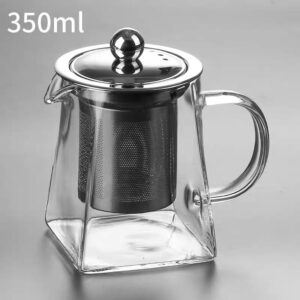 350ml glass teapot with srainless steel cover and filter