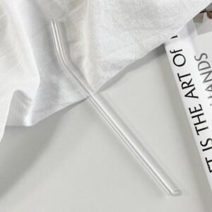 Transparent bent glass straw