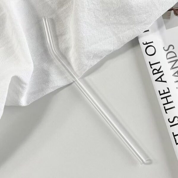 Transparent bent glass straw