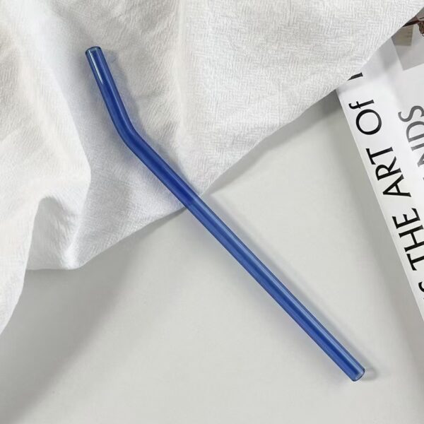 Blue bent glass straw
