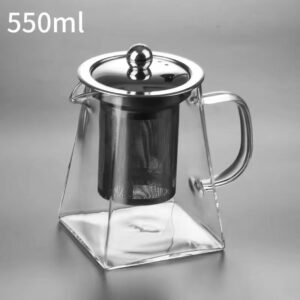 550ml Glass teapot with stainless steel cover anc filter