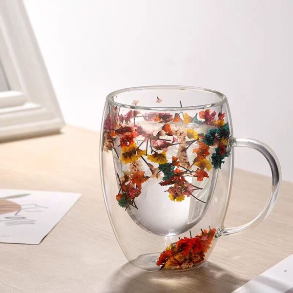 350ml Dried flower double glass cup