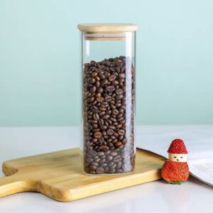 Square glass storage jar with bamboo lid