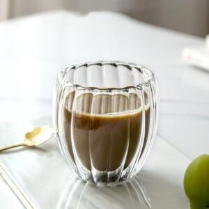 250ml Striped double glass cup