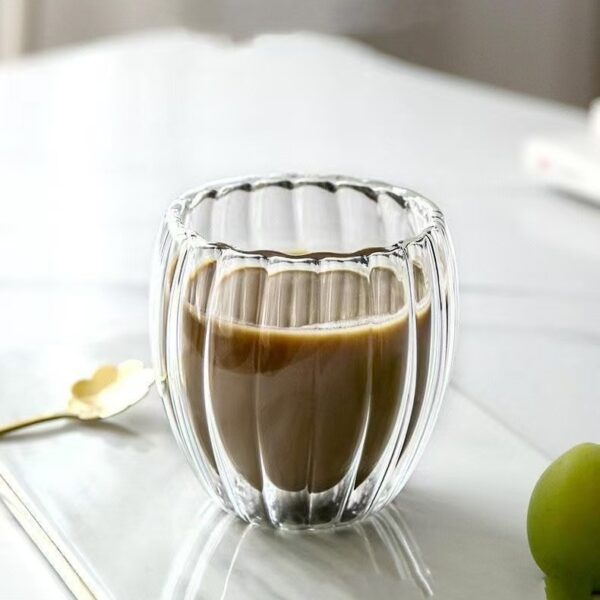 250ml Striped double glass cup