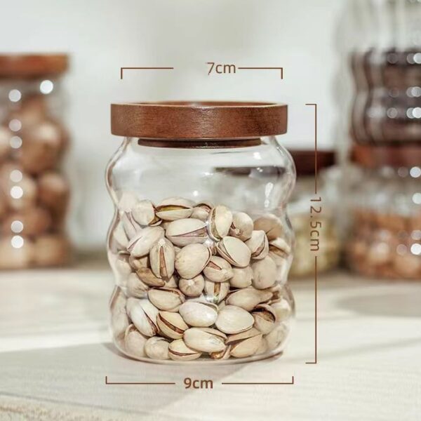 Curved glass storage jar 550ml
