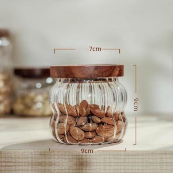 Striped curve glass storage jar