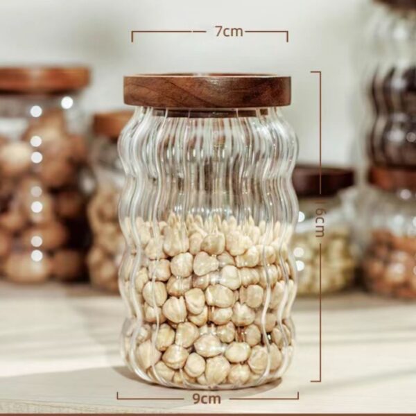 700ml Striped curved glass storage jar