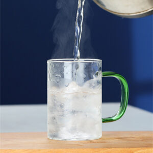 350ml Glass cup with green handle