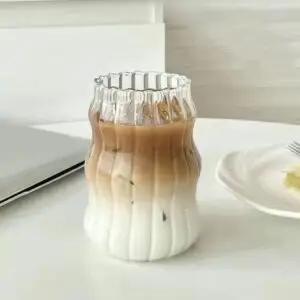 530ml Caterpillar vertical pattern glass cup