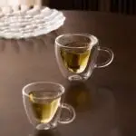 260ml Heart style double glass cup