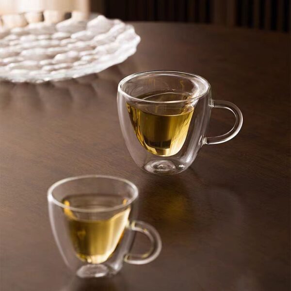 260ml Heart style double glass cup