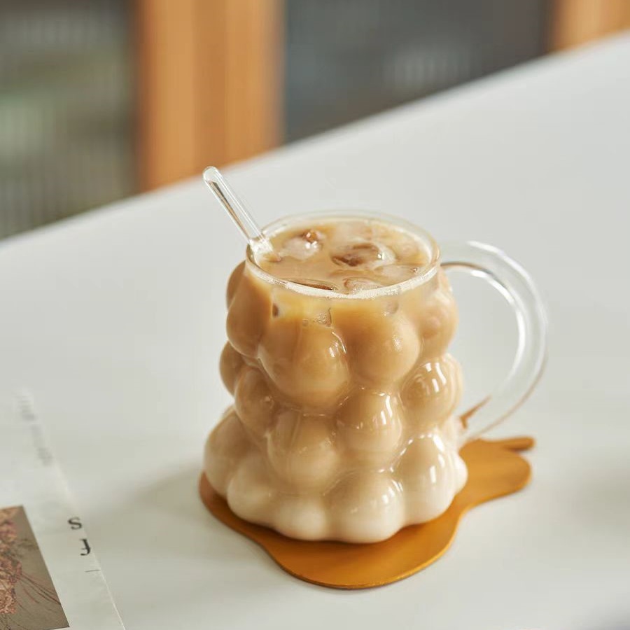 Home Grape shaped glass cup with handle